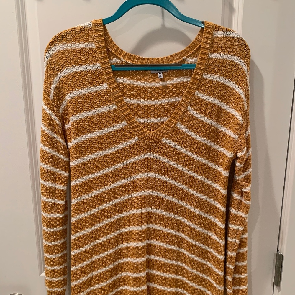 Yellow-White Striped TOBI Sweater